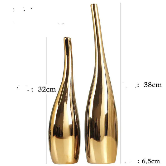Nordic Gold Plating Ceramic Vases Model Room Home Decor - The Cozy Eclectic